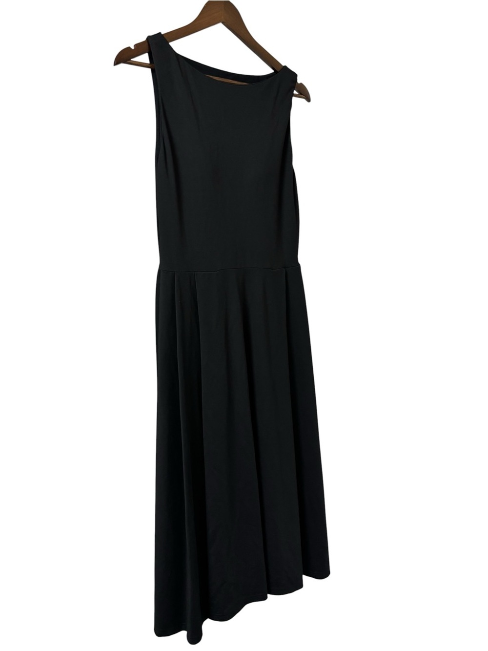 OGL Black sleeveless bamboo sculpting stretch ponte boatneck chic midi dress L - Picture 9 of 16
